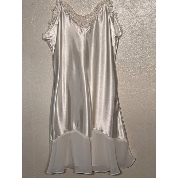 VTG L GLAMOROUS BLOSSOM INTIMATES White Satin Lace Chemise Nightgown Feminine - Picture 11 of 16